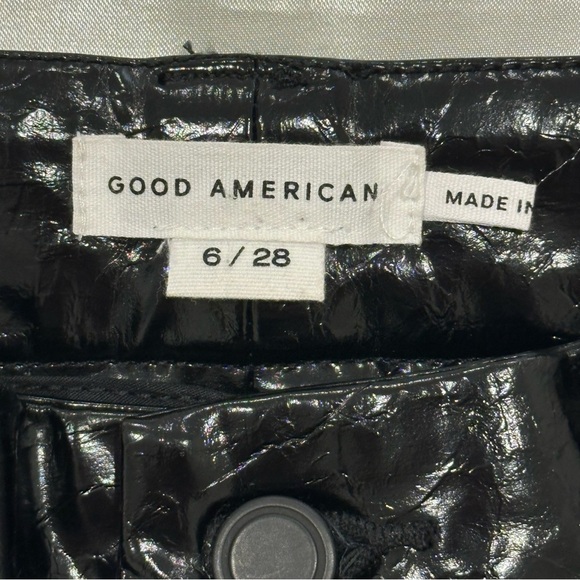 Good American Good Classic Boot Cut Pants Vinyl Faux Leather High Rise Black 6 - Picture 10 of 14
